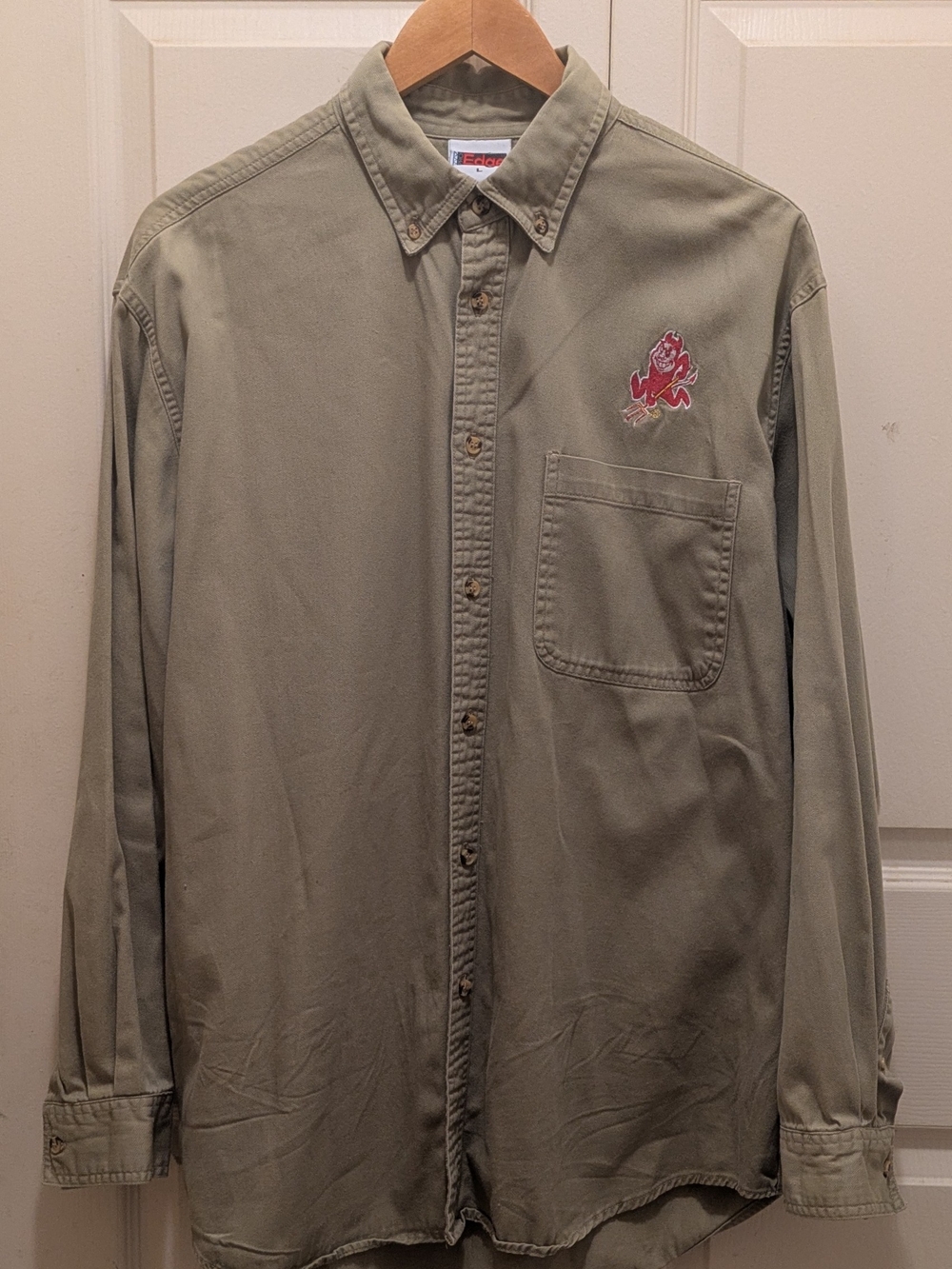 VTG Pro Edge Button Down Shirt W/ Arizona State Embroidered Mascot Sparky Sz L